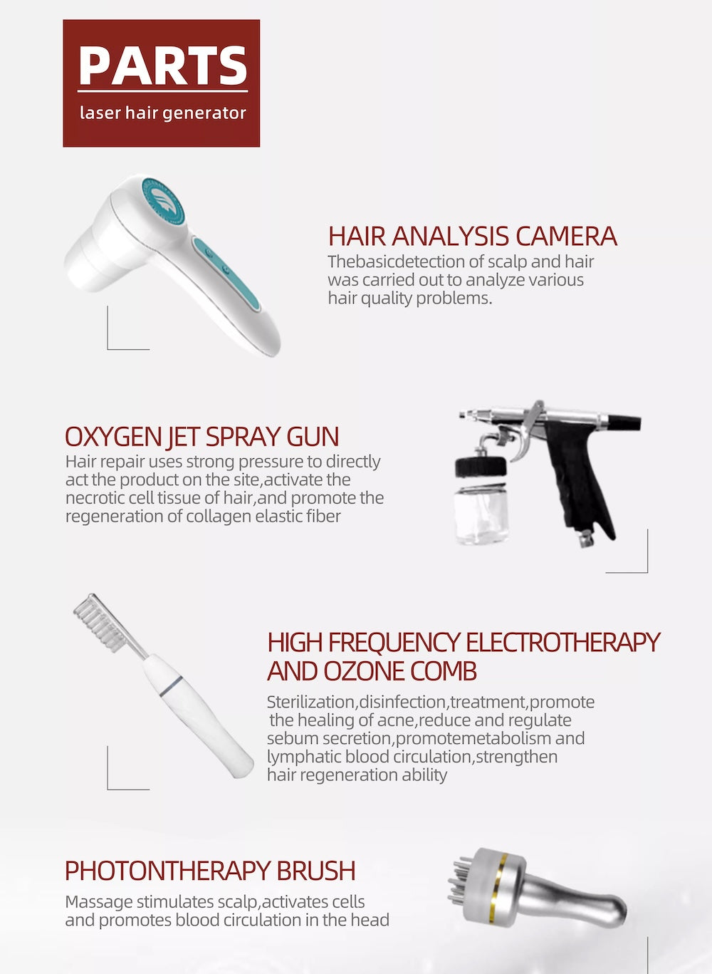 Professional Hair Growth Red Led 650nm Light Regrowth Electric Hair Care Growth Hair Scalp Care Beauty Machine