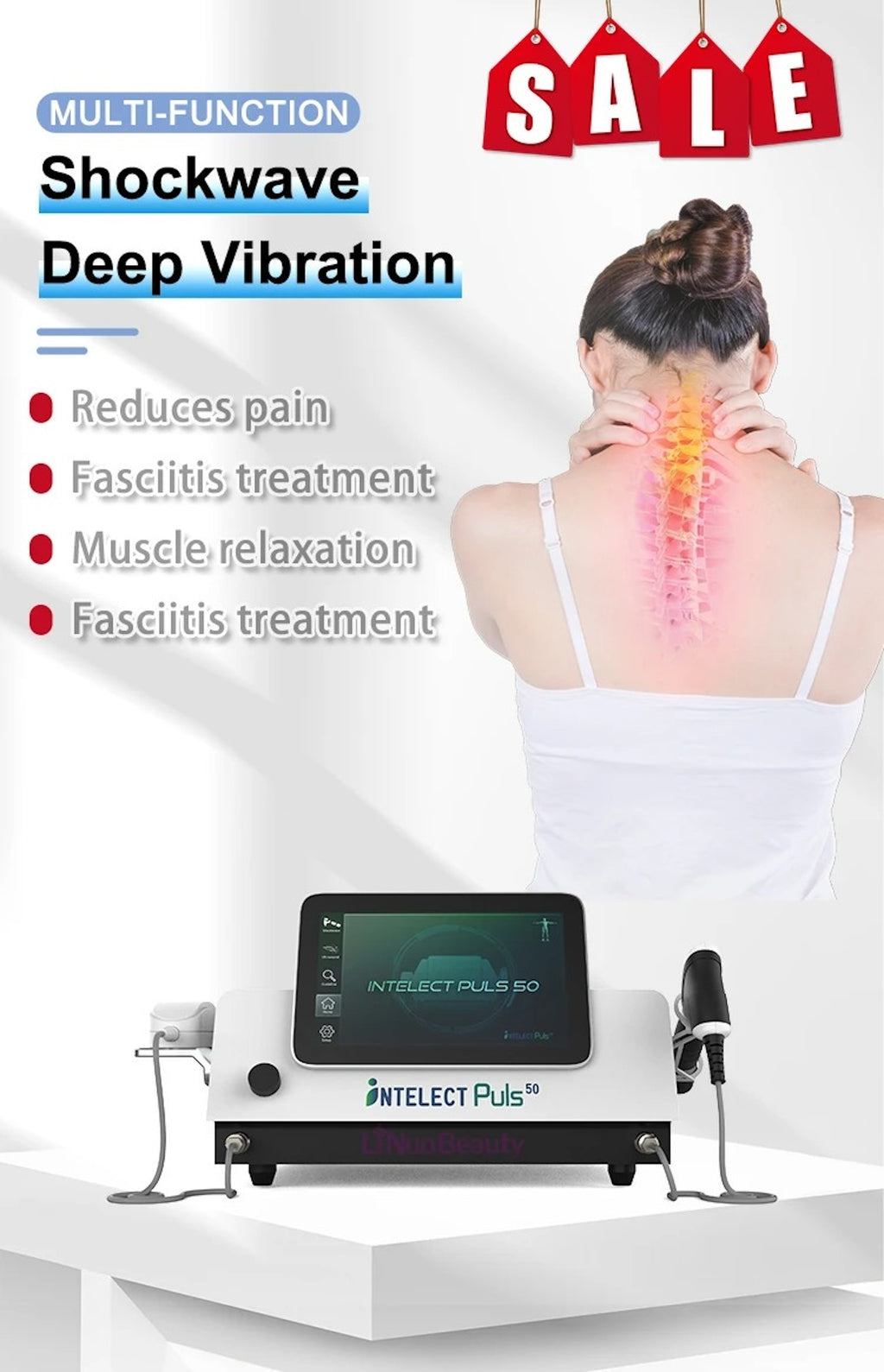 10bar Shockwave Physical Therapy Device 2in 1 Spine Pain Relief Muscle Relax Tissue Repair