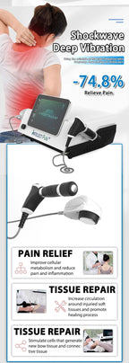 10bar Shockwave Physical Therapy Device 2in 1 Spine Pain Relief Muscle Relax Tissue Repair