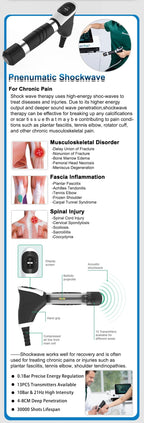 10bar Shockwave Physical Therapy Device 2in 1 Spine Pain Relief Muscle Relax Tissue Repair