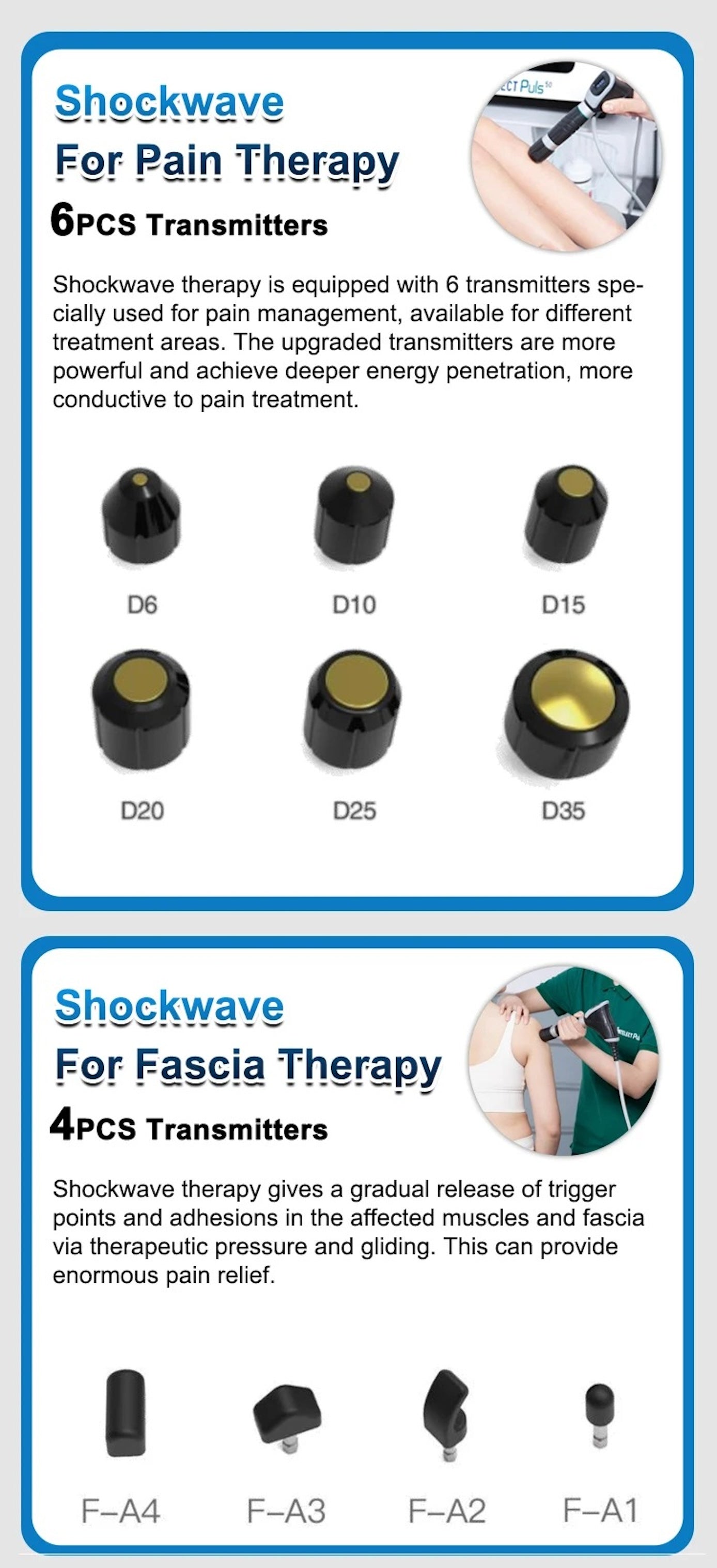 10bar Shockwave Physical Therapy Device 2in 1 Spine Pain Relief Muscle Relax Tissue Repair
