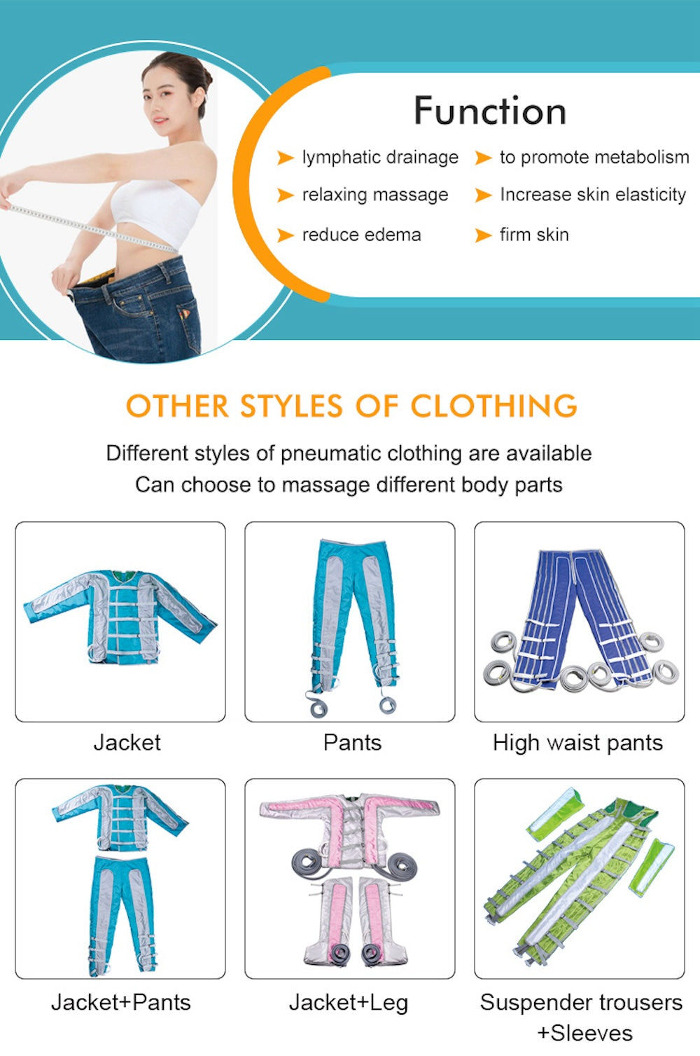 New IR Pressotherapy Body Massage Slimming Muscle Stimulate Lymphatic Drainage Therapy Full Set Jacket Pants