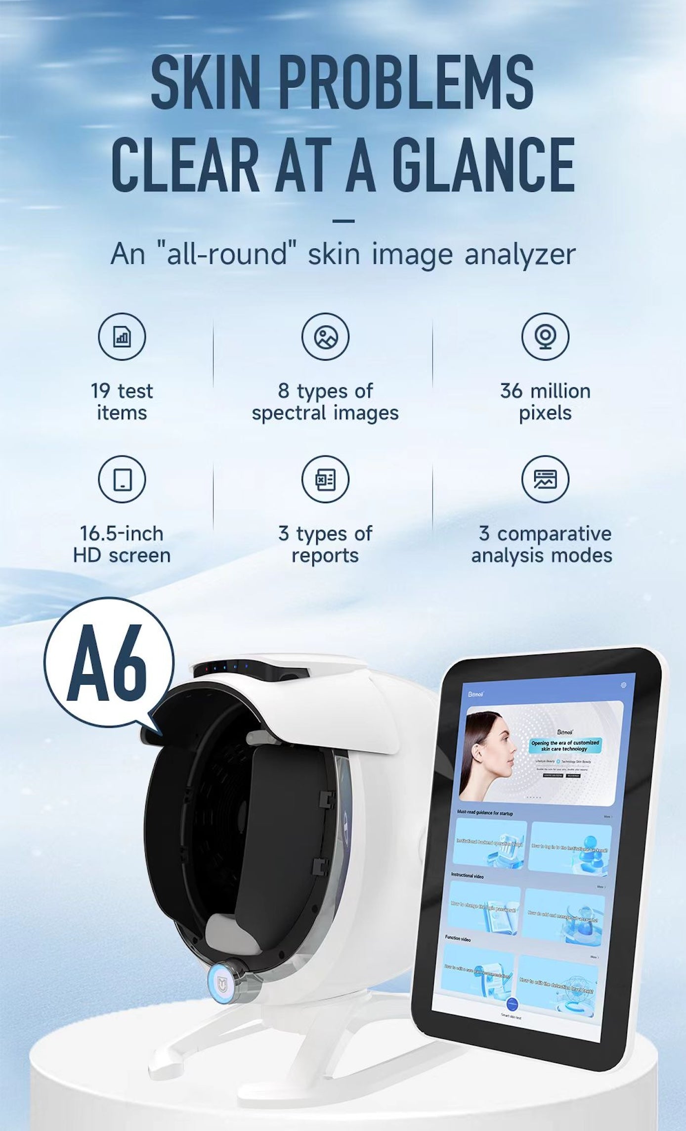 AI Dermatology Skin Analyzer Machine 3d Face Analysis Scanner