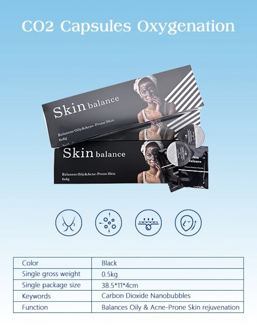 Skin Balance Black Capsule CO2 Oxygen Glowskin Pod Serum for Facial Machine Skin Rejuvenation Oil Skin Balance