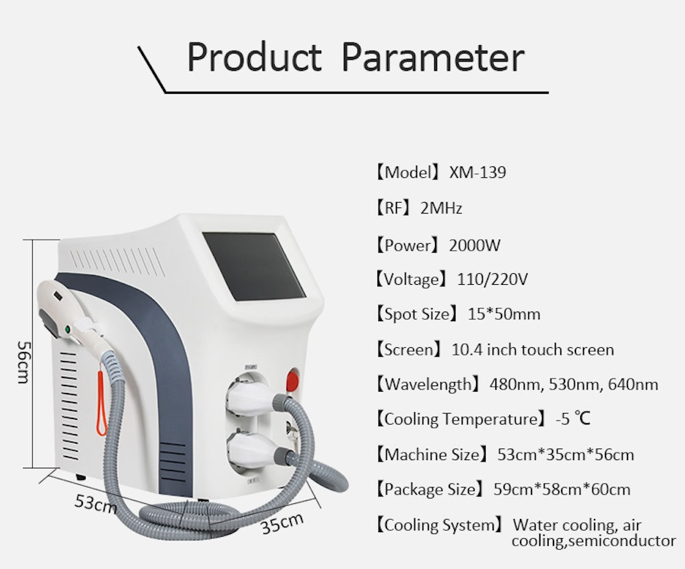 IPL OPT E-light RF 2 in 1 Permanent Hair Removal Epilator E-light Skin Rejuvenation RF Wrinkle Removal Skin Whitening
