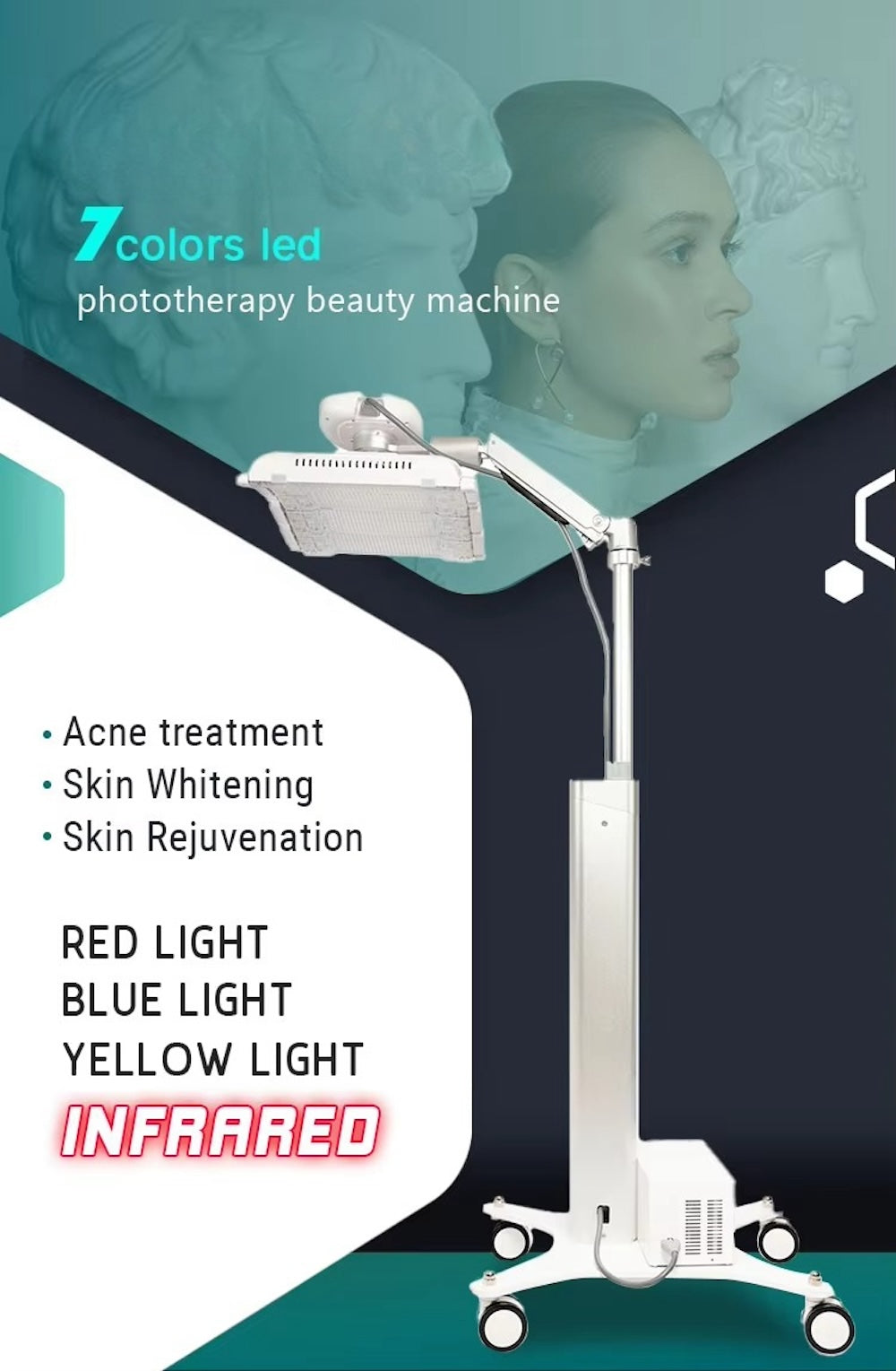 Factory Price Powerful Standing 4 Colors Light LED PDT Therapy Machine Acne Treatment Skin Rejuvenation Whitening Tightening Face Beauty Machine
