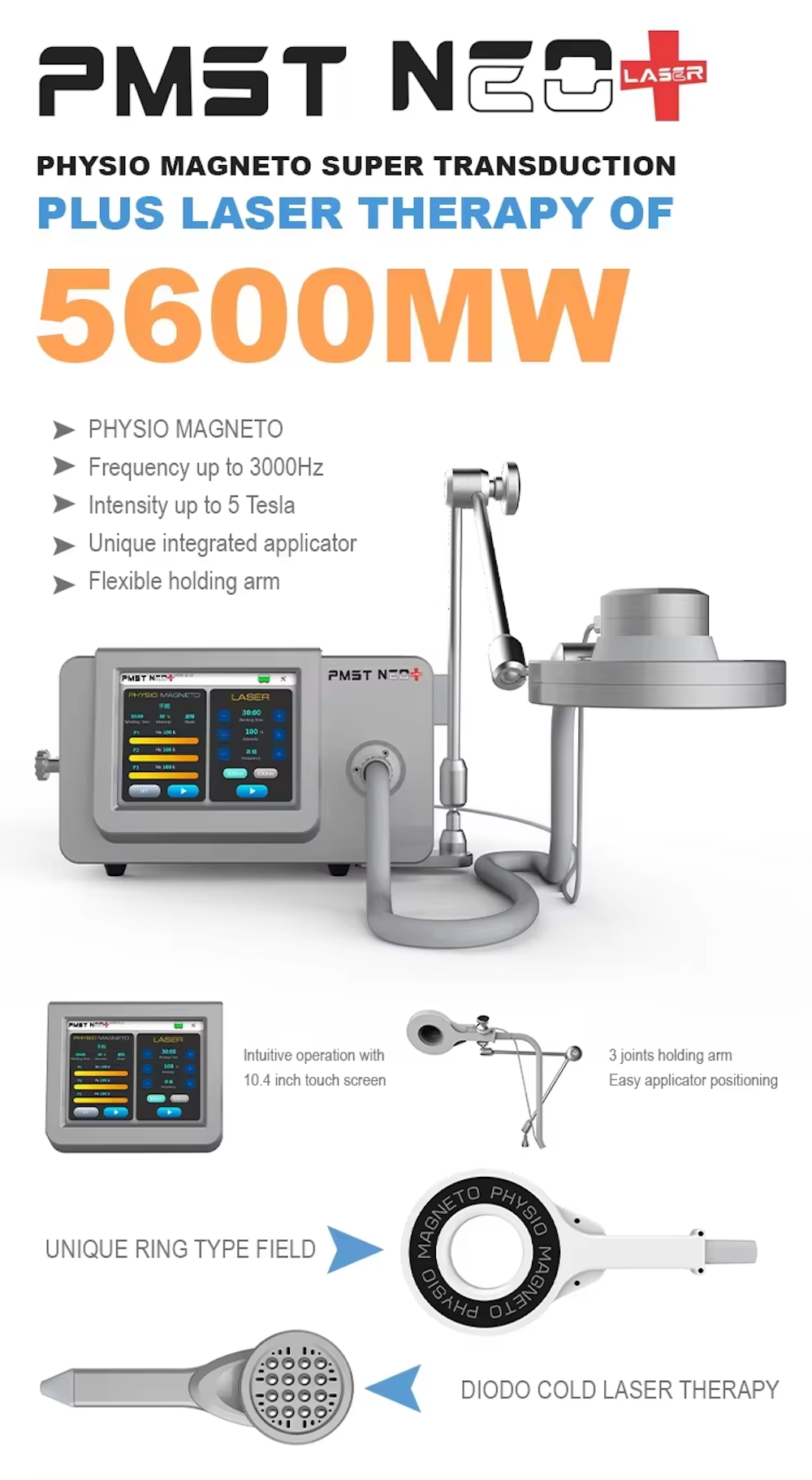 Newest PEMF Laser Physio Magneto for Chronic Pain And Degenerative Arthritis PMST NEO+ Pulsed Electromagnetic Machine