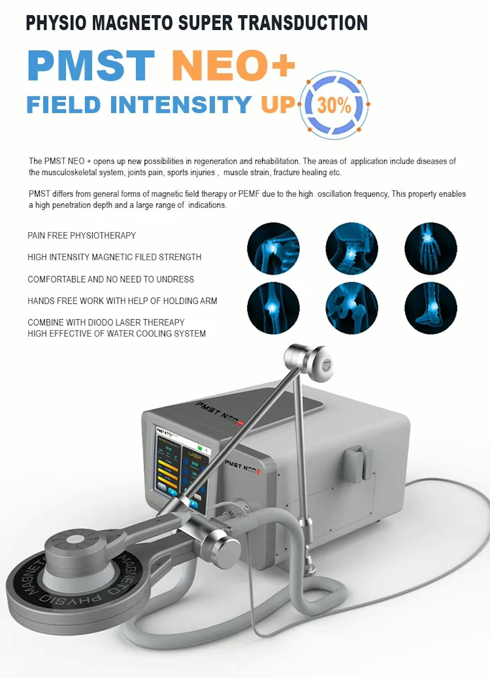 Newest PEMF Laser Physio Magneto for Chronic Pain And Degenerative Arthritis PMST NEO+ Pulsed Electromagnetic Machine