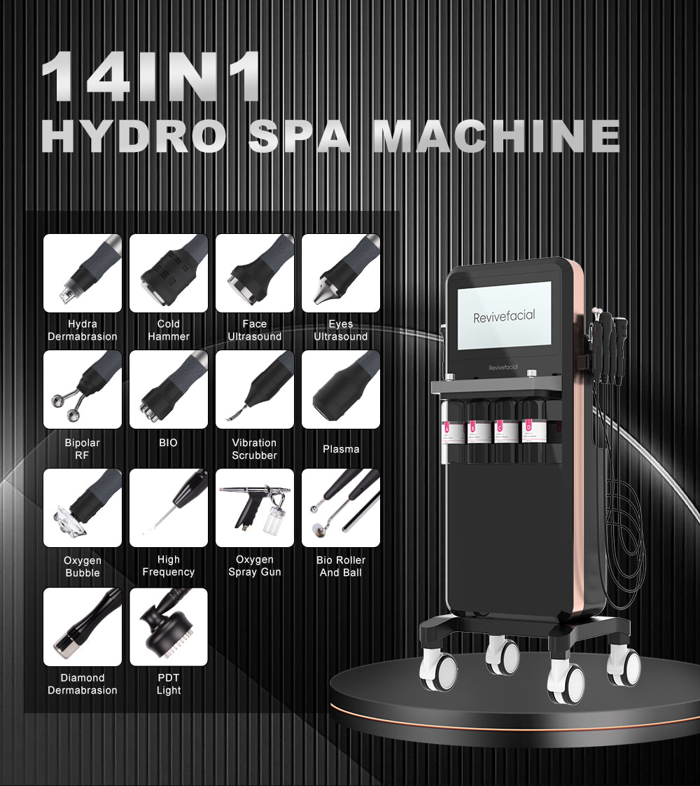 14in1  Hydra Facial Machine Microdermabrasion Diamond Peel Skin Rejuvenation RF Anti-Aging Oxygen Plasma