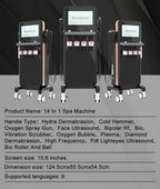 14in1  Hydra Facial Machine Microdermabrasion Diamond Peel Skin Rejuvenation RF Anti-Aging Oxygen Plasma