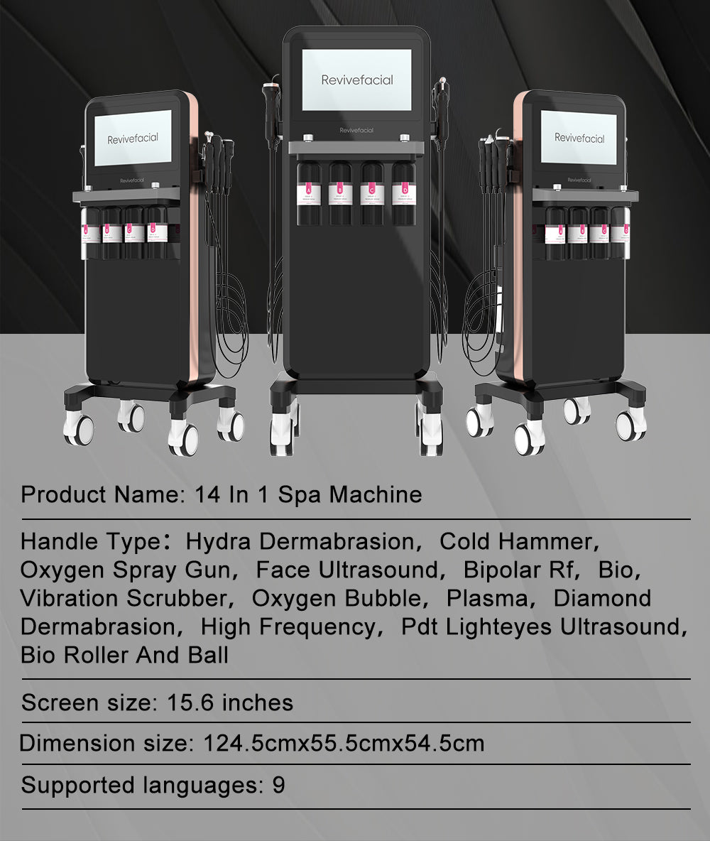 14in1  Hydra Facial Machine Microdermabrasion Diamond Peel Skin Rejuvenation RF Anti-Aging Oxygen Plasma