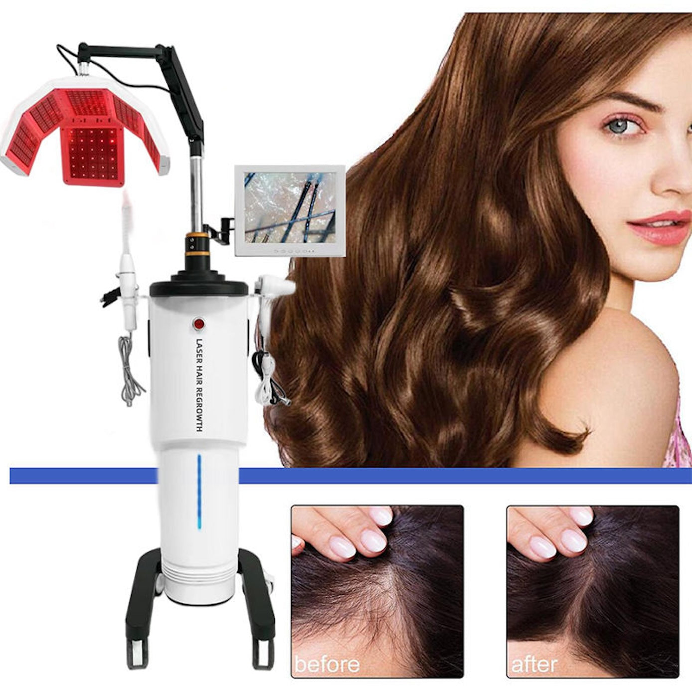 Professional Hair Growth Red Led 650nm Light Regrowth Electric Hair Care Growth Hair Scalp Care Beauty Machine