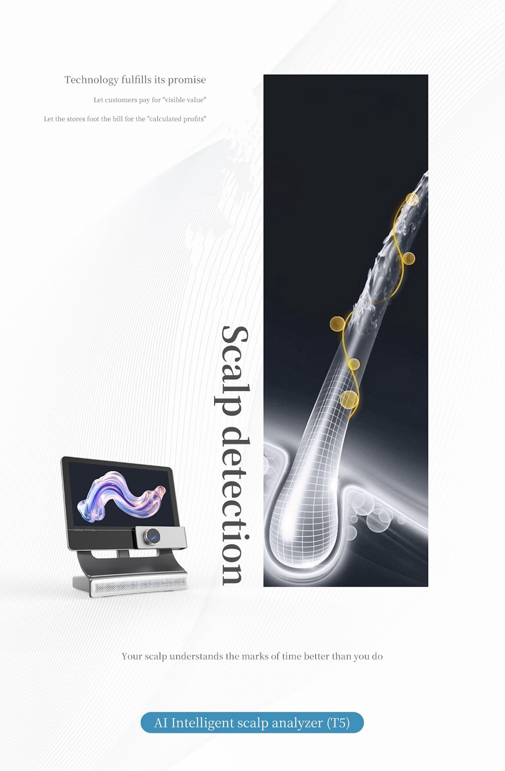 AI Smart Scalp Care Hair Analyzer 3 Detector 13 Type Analysis Indicators Beauty Salon Clinic Use