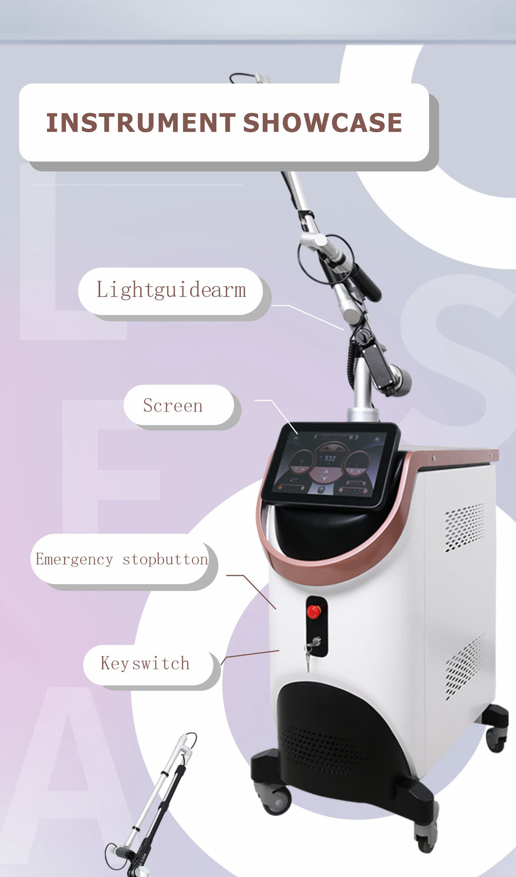 Vertical Picosecond Pico Laser Tattoo Removal Machine for Skin Resurfacing and Pigmentation Removal 755/1064/532nm