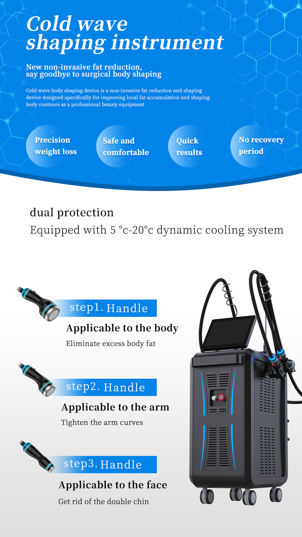 3 Handle 2.45GHz Standing Body Slimming Machine Face Lifting Fat Reduction Salon Use