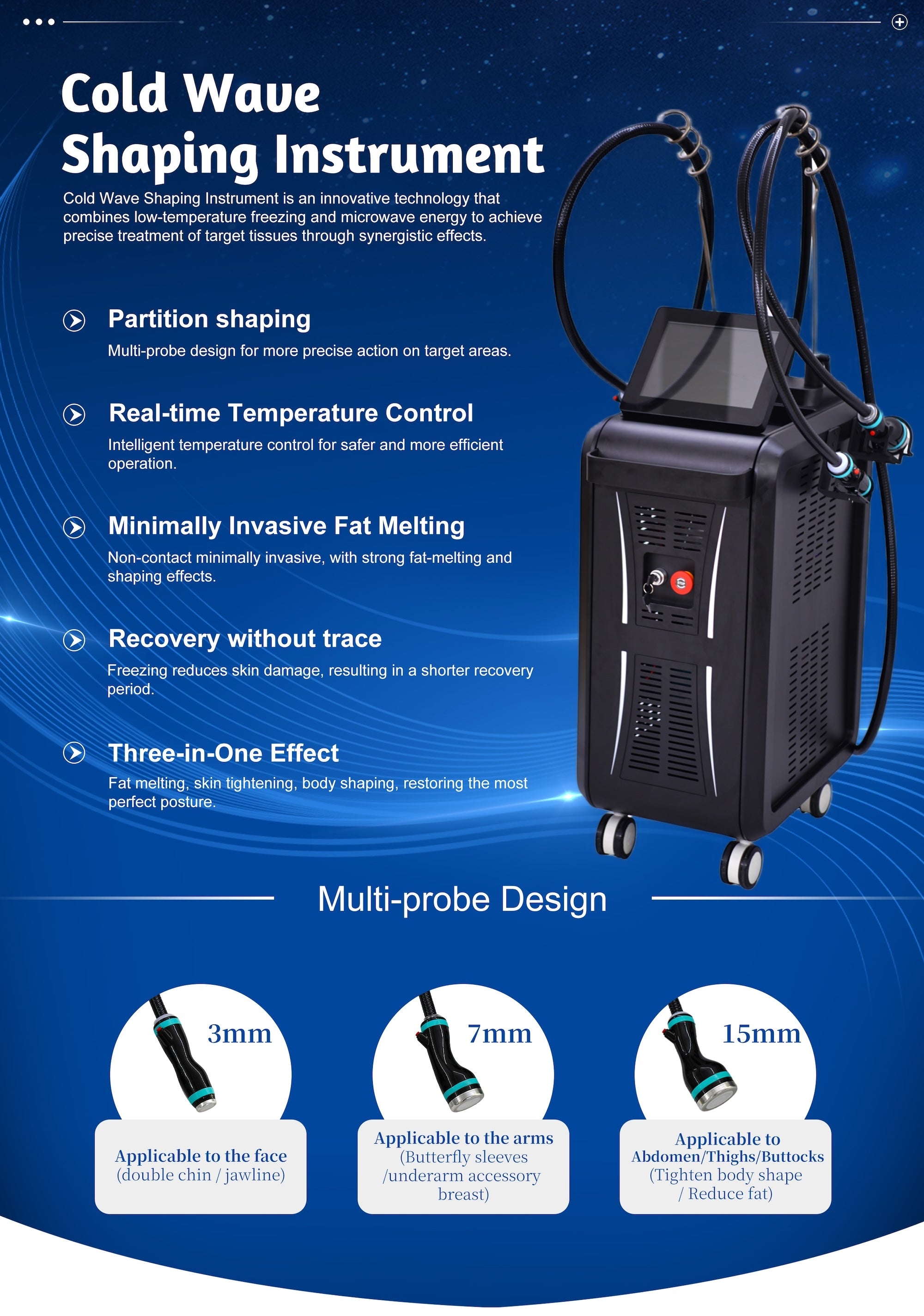 3 Handle 2.45GHz Standing Body Slimming Machine Face Lifting Fat Reduction Salon Use